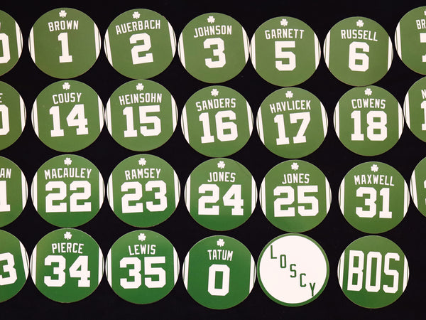 Boston Celtics Retired Jersey Magnets - Set of 27 Player Magnets - 2.75 Inches Diameter