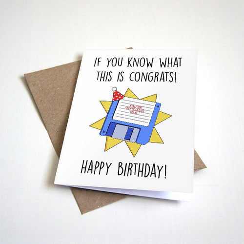 Floppy Disk Birthday Card - Retro Computer Gamer Birthday Greeting For Husband