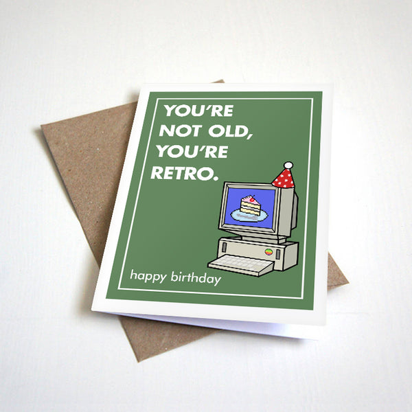 Retro 90s Computer Birthday Card - Vintage Oldschool Birthday Greeting For Dad