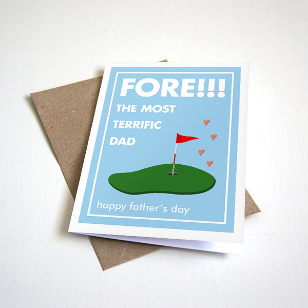 Fore The Most Terrific Dad - Funny Golfing Themed Father's Day Card