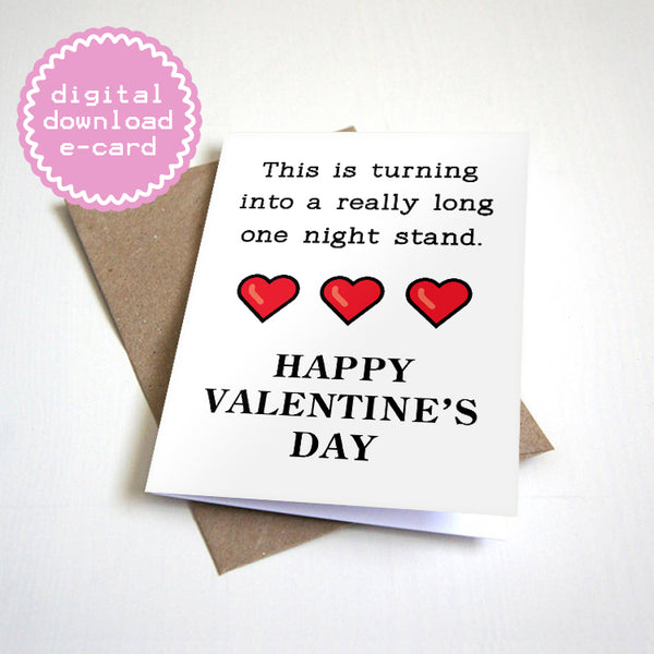 A Really Long One Night Stand - Digital Download E-Card - Funny Relationship Valentine's Day Card