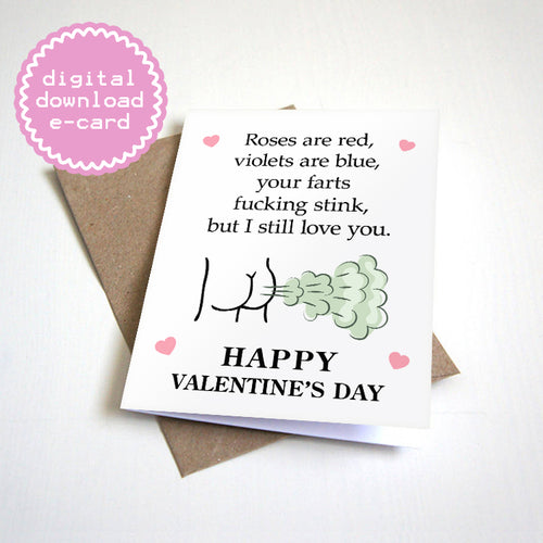 Your Farts Stink - Digital Download E-Card - Snarky Valentine's Day Card For Boyfriend