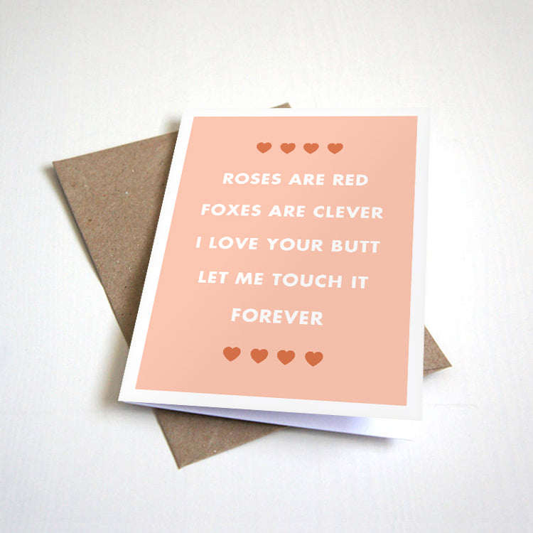 Foxes Are Clever - Funny Romantic Poem Love Card - Hilarious Greeting For Valentine's Day or Anniversary