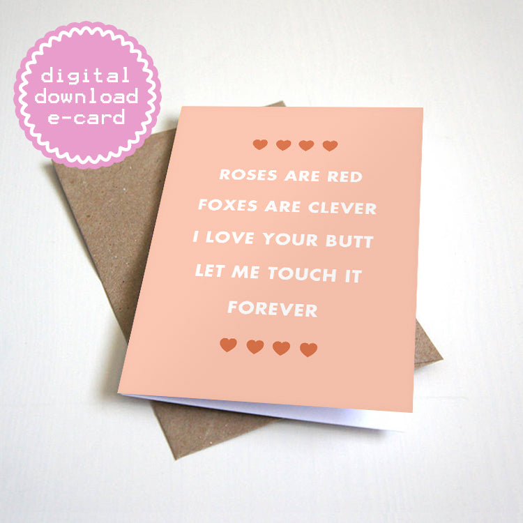 Foxes Are Clever - Digital Download E-Card - Funny Romantic Love Card For Anniversary or Valentine's Day