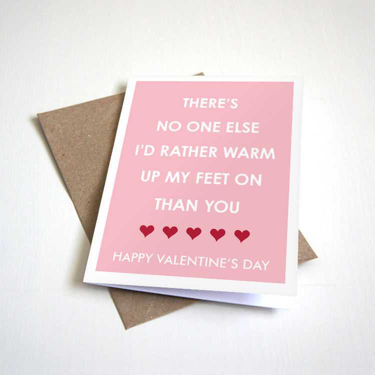 Favorite Feet Warmer - Silly Valentine's Greeting For Husband - Adorable V-Day Card For Wife